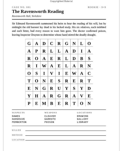 Cold Case Files: The Murder Mystery Word Search Puzzle